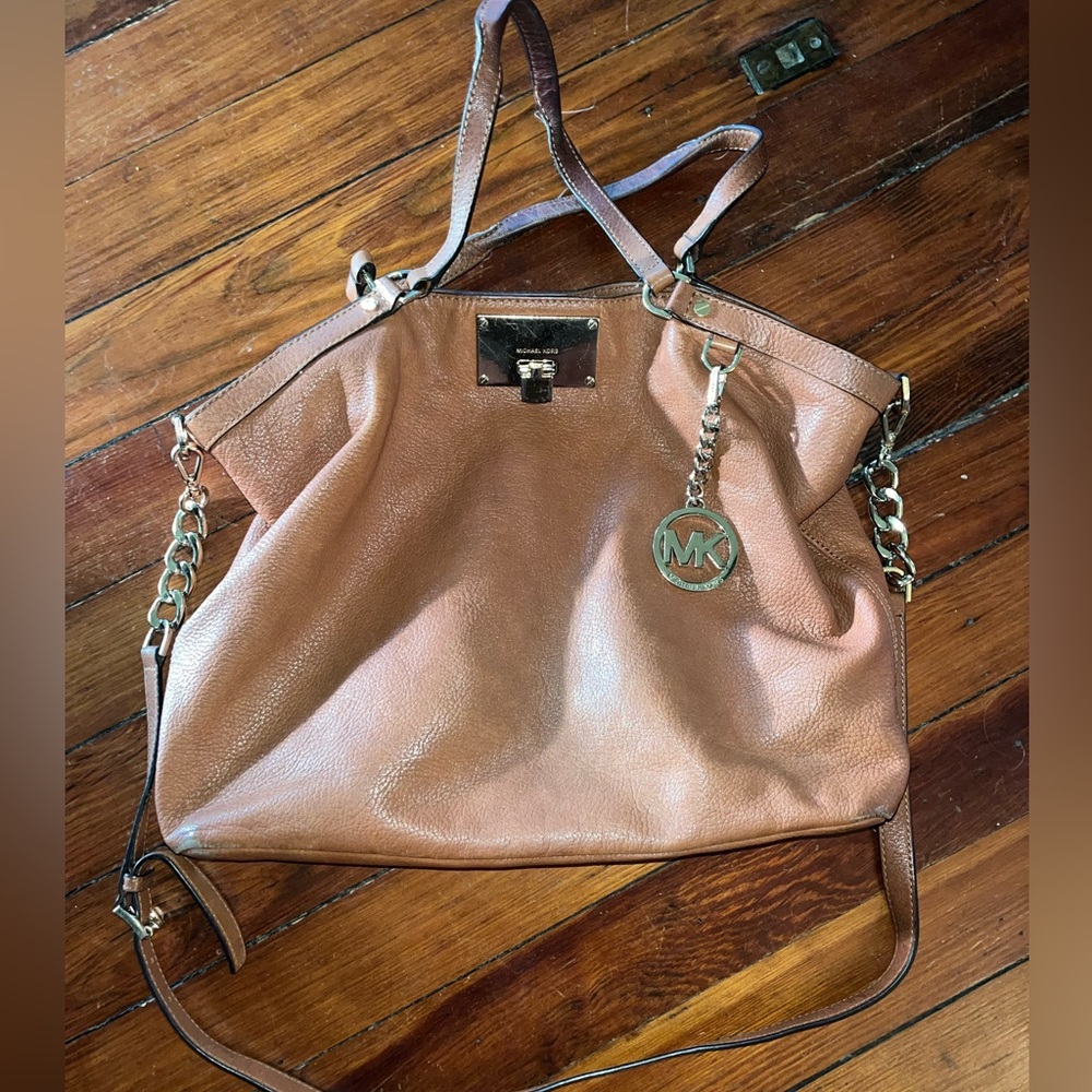 Michael Kors chestnut slouchy handbag with (matching wallet in separate listing)
